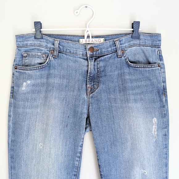 🇺🇸 J Brand Aoki Cropped Distressed Boyfriend Jeans Tulum Wash Made In USA - Picture 5 of 15